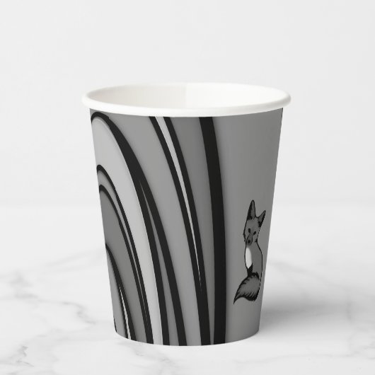 Fox Modern Art Design in Silver Happy Birthday Pappbecher (Links)