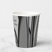 Fox Modern Art Design in Silver Happy Birthday Pappbecher (Rechts)