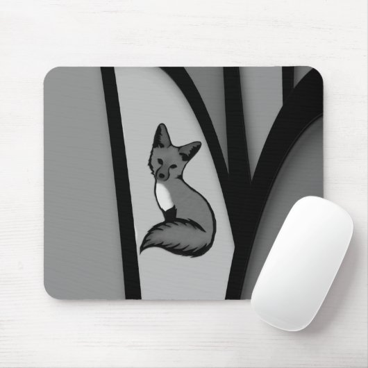 Fox Modern Art Design in Silver Mousepad (Mit Mouse)