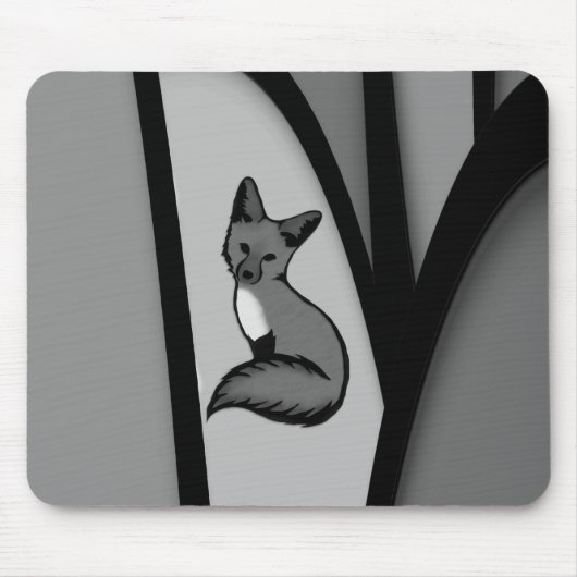 Fox Modern Art Design in Silver Mousepad (Vorne)
