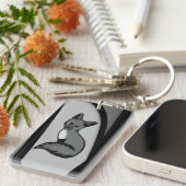 Fox Modern Art Design in Silver Schlüsselanhänger (Vorderseite rechts)