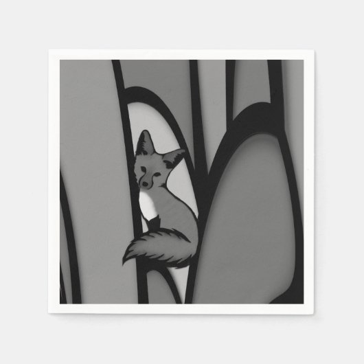 Fox Modern Art Design in Silver Serviette (Vorderseite)