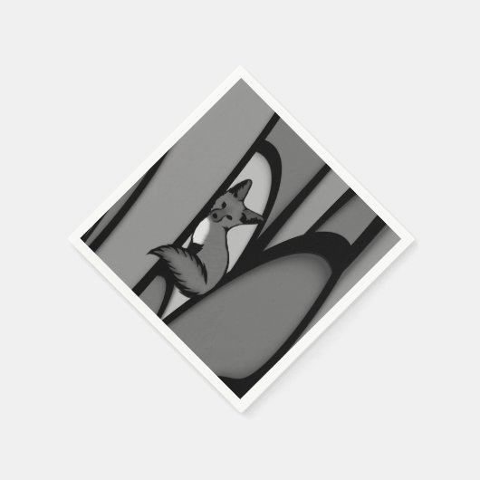 Fox Modern Art Design in Silver Serviette (Ecke)