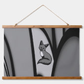 Fox Modern Art Design in Silver Wandteppich Mit Holzrahmen (Vorne)