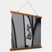 Fox Modern Art Design in Silver Wandteppich Mit Holzrahmen (Gewinkelt)