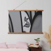 Fox Modern Art Design in Silver Wandteppich Mit Holzrahmen (Schlafzimmer)