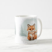 Fox Mug Cute Watercolor Winter Christmas Gift Wood Kaffeetasse (VorderseiteRechts)
