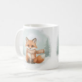 Fox Mug Cute Watercolor Winter Christmas Gift Wood Kaffeetasse (Vorderseite Links)