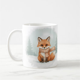 Fox Mug Cute Watercolor Winter Christmas Gift Wood Kaffeetasse