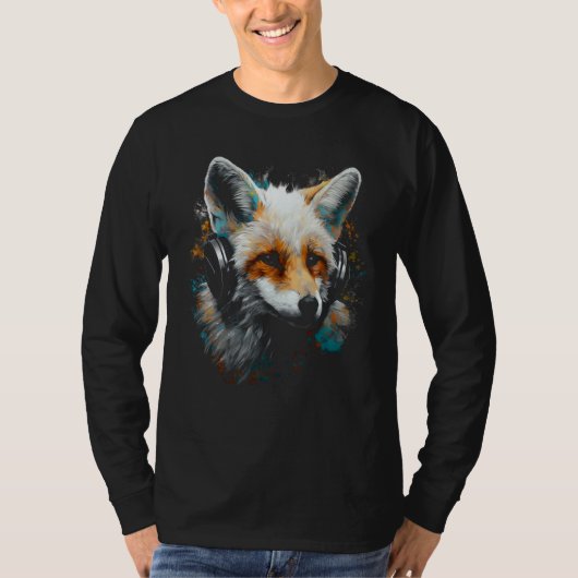 Fox Music Animal Headphones Fox T-Shirt (Vorderseite)