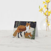 Fox Mutter und Cub Notecard Karte (Gelbe Blume)