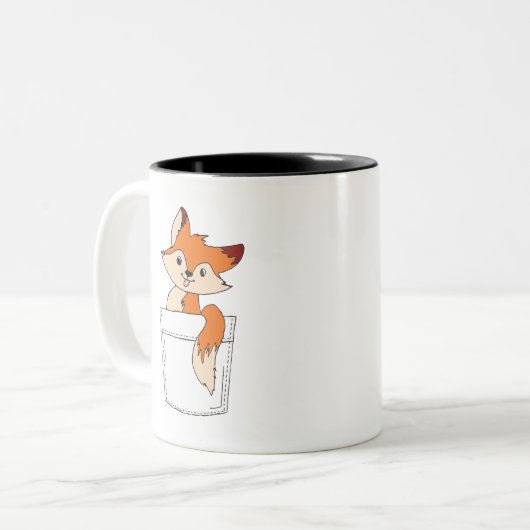 Fox Niedlich Zeichnend Fox in Pocket Niedlich Fox  Zweifarbige Tasse (Vorderseite Links)