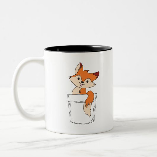 Fox Niedlich Zeichnend Fox in Pocket Niedlich Fox Zweifarbige Tasse (Links)