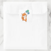Fox Niedlicher Tiere Flies Balloons Children Quadratischer Aufkleber (Tasche)