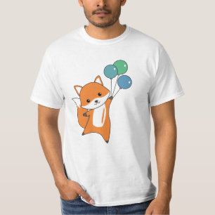 Fox Niedlicher Tiere Flies Balloons Children T-Shirt