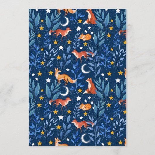 Fox Night Forest Celestial Seamless Pattern Einladung (Vorderseite)