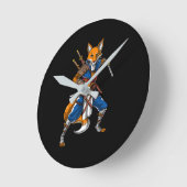 Fox Ninja Samurai Runde Wanduhr (Winkel)