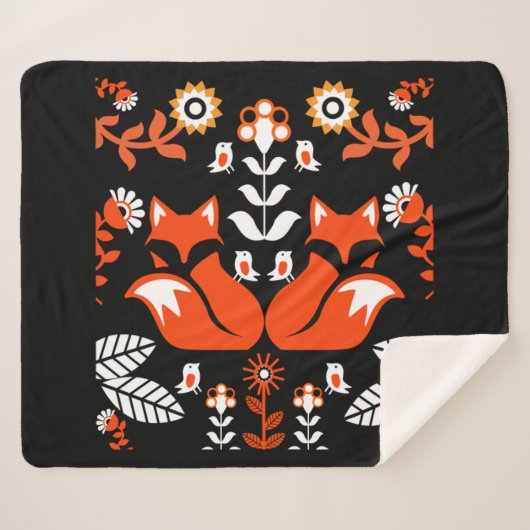 Fox Nordic Skandinavien Folklore Art Sherpadecke (Vorderseite (Horizontal))