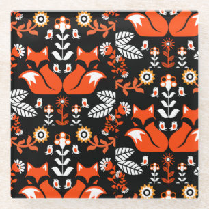 Fox Nordic Skandinavier Folk Art Tableclout Glasuntersetzer