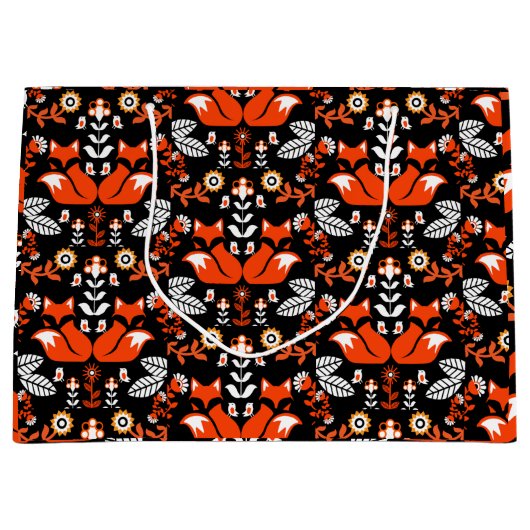 Fox Nordic Skandinavier Folk Art Tableclout Große Geschenktüte (Vorderseite)