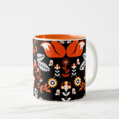 Fox Nordic Skandinavier Folk Art Tableclout Zweifarbige Tasse (VorderseiteRechts)