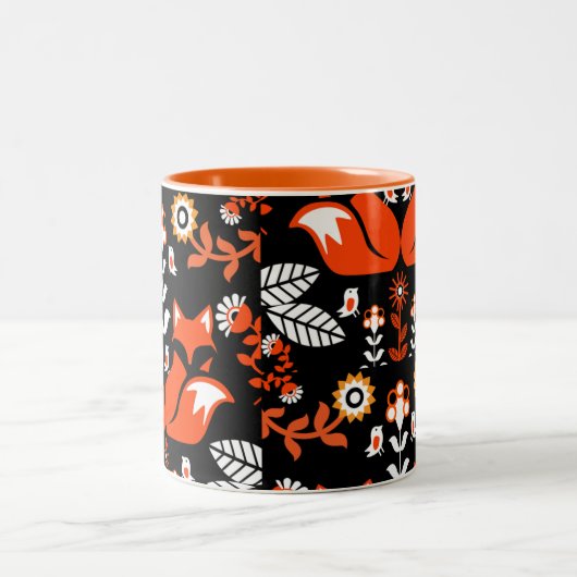 Fox Nordic Skandinavier Folk Art Tableclout Zweifarbige Tasse (Mittel)