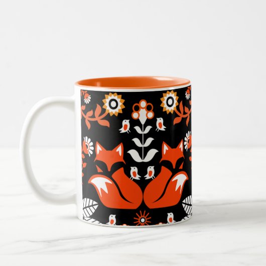 Fox Nordic Skandinavier Folk Art Tableclout Zweifarbige Tasse (Links)