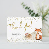 Fox Oh Boy Fall Pumpkin Baby Dusche Danke Karte (Stehend Vorderseite)
