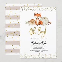 Fox Oh Boy Fall Pumpkin Baby Dusche Einladung