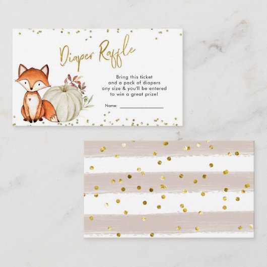 Fox Oh Boy Fall Pumpkin Baby Dusche Windel Raffel Begleitkarte (Vorne/Hinten)