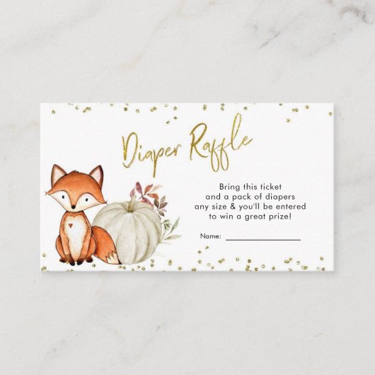 Fox Oh Boy Fall Pumpkin Baby Dusche Windel Raffel Begleitkarte (Vorderseite)