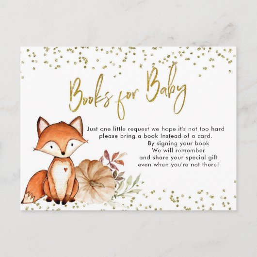 Fox Oh Boy Fall Pumpkin Books for Baby Shooter Einladungspostkarte (Vorderseite)