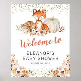 Fox Oh Girl Fall Pumpkin Baby Dusche Begrüßungszei Poster