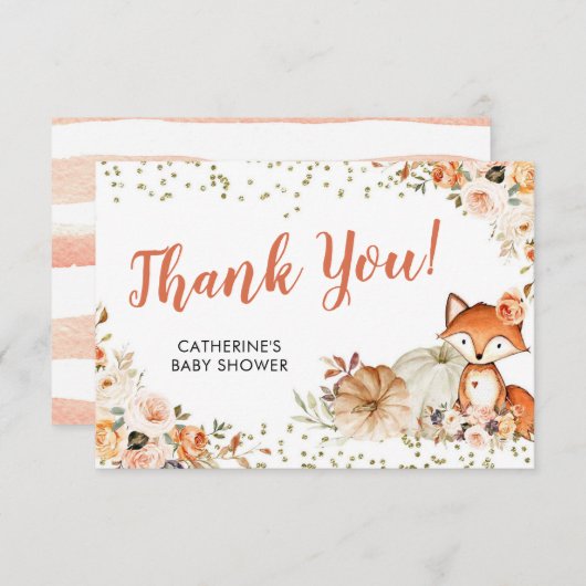 Fox Oh Girl Fall Pumpkin Baby Dusche Danke (Vorne/Hinten)