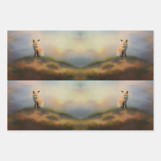 Fox on a Hill Wildlife Decoupage Geschenkpapier Set (Vorderseite 3)