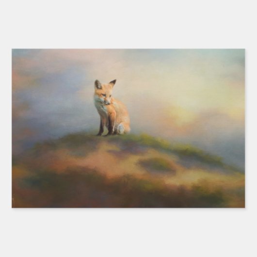 Fox on a Hill Wildlife Decoupage Geschenkpapier Set (Vorderseite 2)