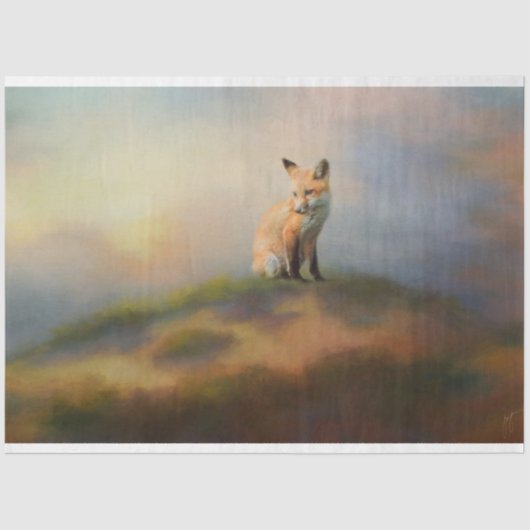 Fox on a Hill Wildlife Decoupage Seidenpapier (Vorderseite)
