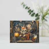 Fox on a Steampunk Pulpit in mystischer Szene Postkarte (Stehend Vorderseite)