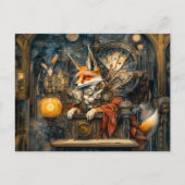 Fox on a Steampunk Pulpit in mystischer Szene Postkarte (Vorderseite)