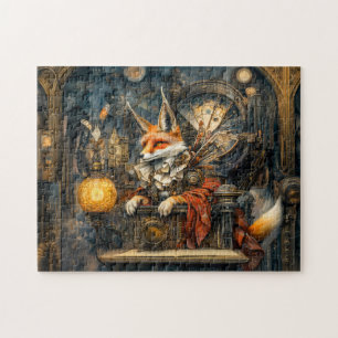 Fox on a Steampunk Pulpit in mystischer Szene Puzzle