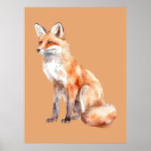 Fox on Blassorange Kinderzimmer Art Poster (Vorne)