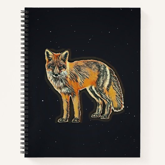 Fox on Starry Black Background Sketch Notizblock (Vorderseite)