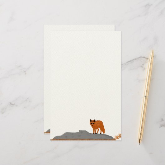 🦊 Fox on the Rock Correspondence Paper Briefpapier (Vorderseite/Rückseite Beispiel)