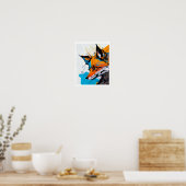 Fox-orangefarbene, lebendige Farben formen Linien Poster (Küche)