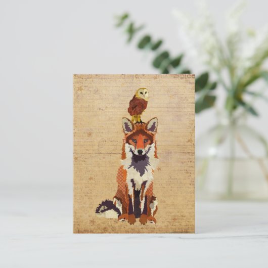 FOX & OWL Postkarte (Stehend Vorderseite)
