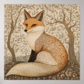 Fox Painting Art Print Woodland Wand Kunst (Vorne)