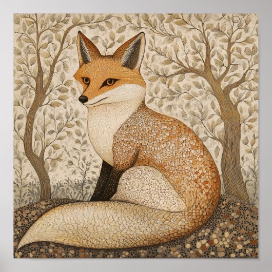 Fox Painting Art Print Woodland Wand Kunst (Vorne)