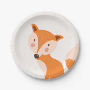 Fox-PapierTeller-Babydusche Waldtiere niedlich Pappteller