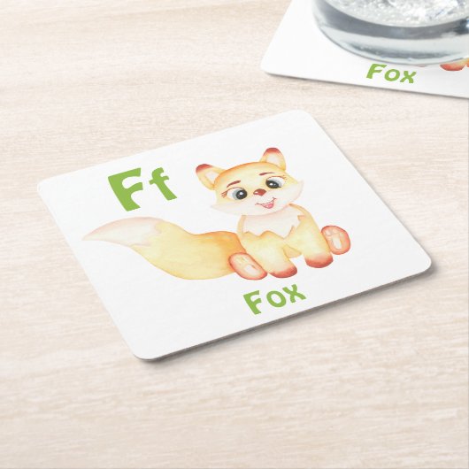 Fox personalisieren ABC: Buchstabe F - Ihren Namen Rechteckiger Pappuntersetzer (angewinkelt)