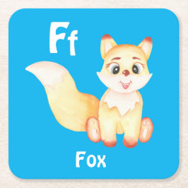 Fox personalisieren ABC: Buchstabe F - Ihren Namen Rechteckiger Pappuntersetzer